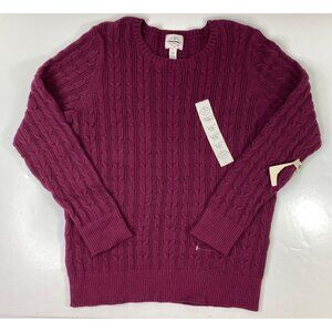 St. Johns Bay Womens Pink Long Sleeve Cable Knit Crewneck Sweater Fit Size XXL